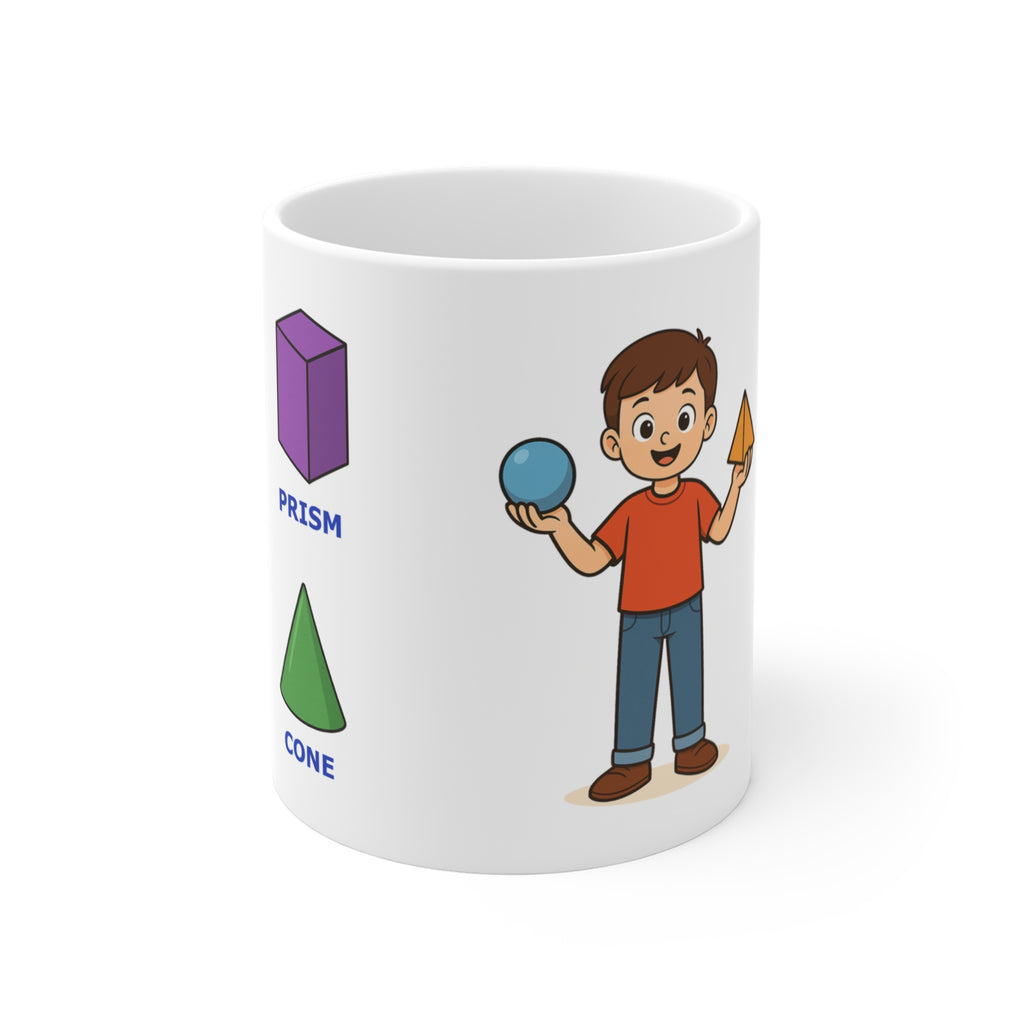 Mug for kids to learn the names of the solid shapes (3D)