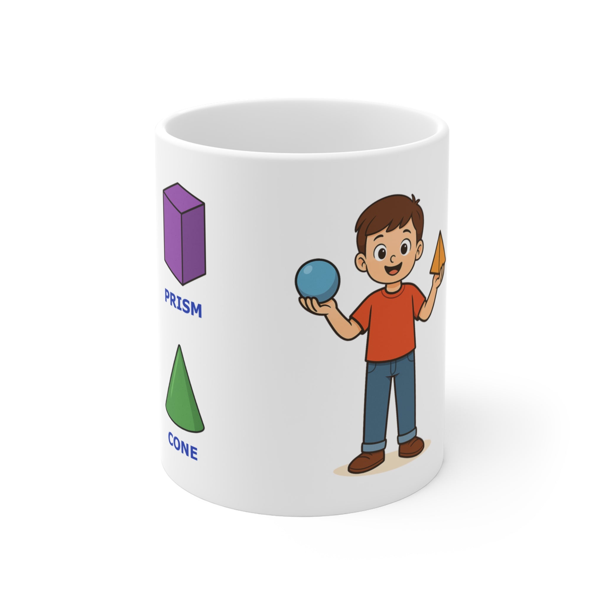 Mug for kids to learn the names of the solid shapes (3D)