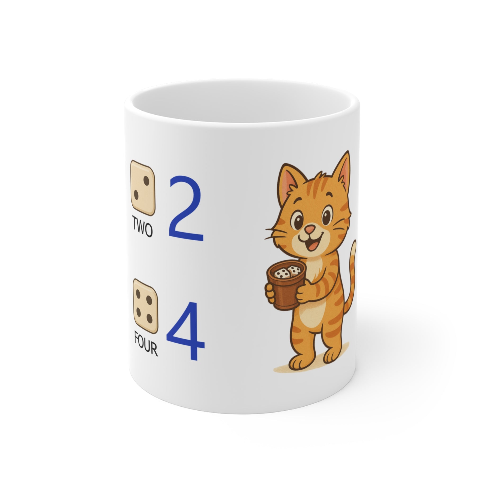 Mug for kids with cat to learn the names of the numbers