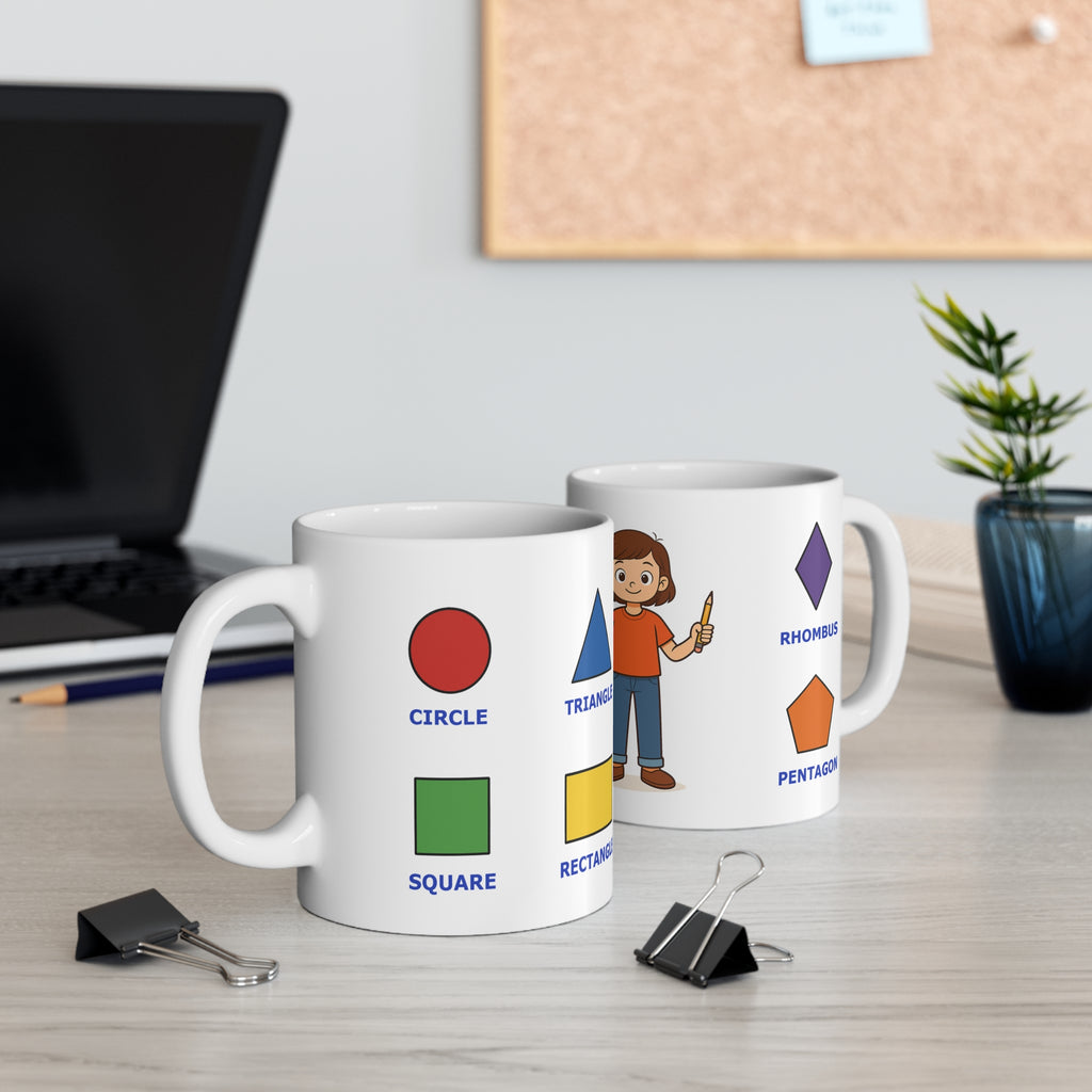 Mug for kids to learn the names of the flat shapes (2D)