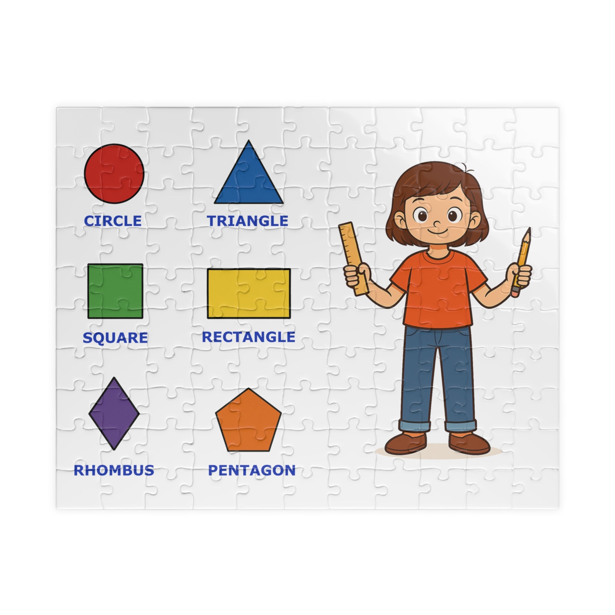 Puzzle for kids to learn the names of the flat shapes (110 pieces)
