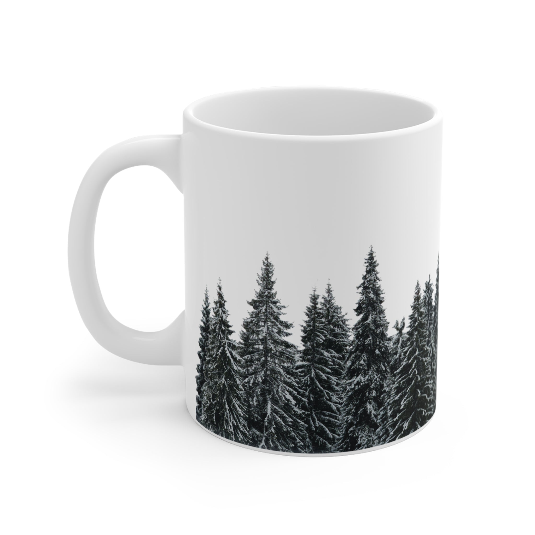 Mug with a snowy forest landscape
