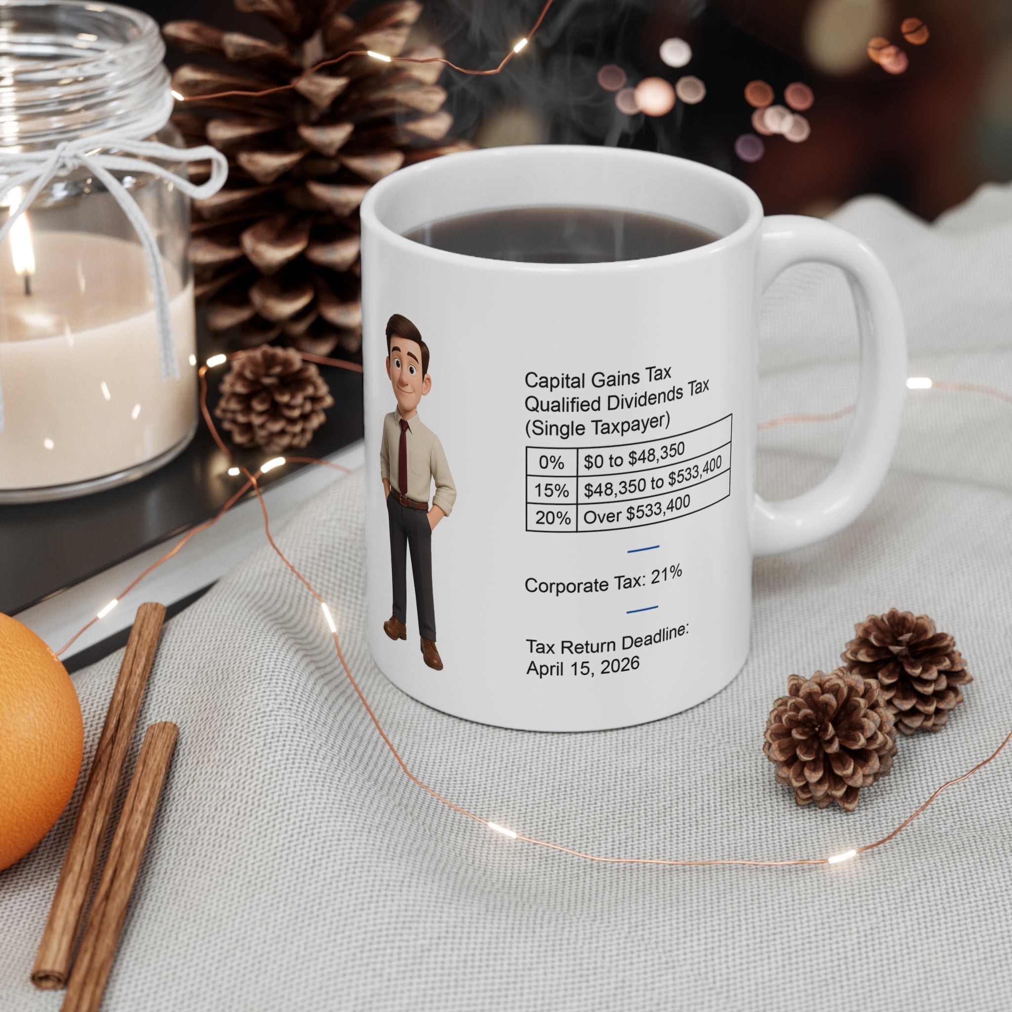 Mug with US tax rates (2025)  - Gift for a tax advisor / inspector