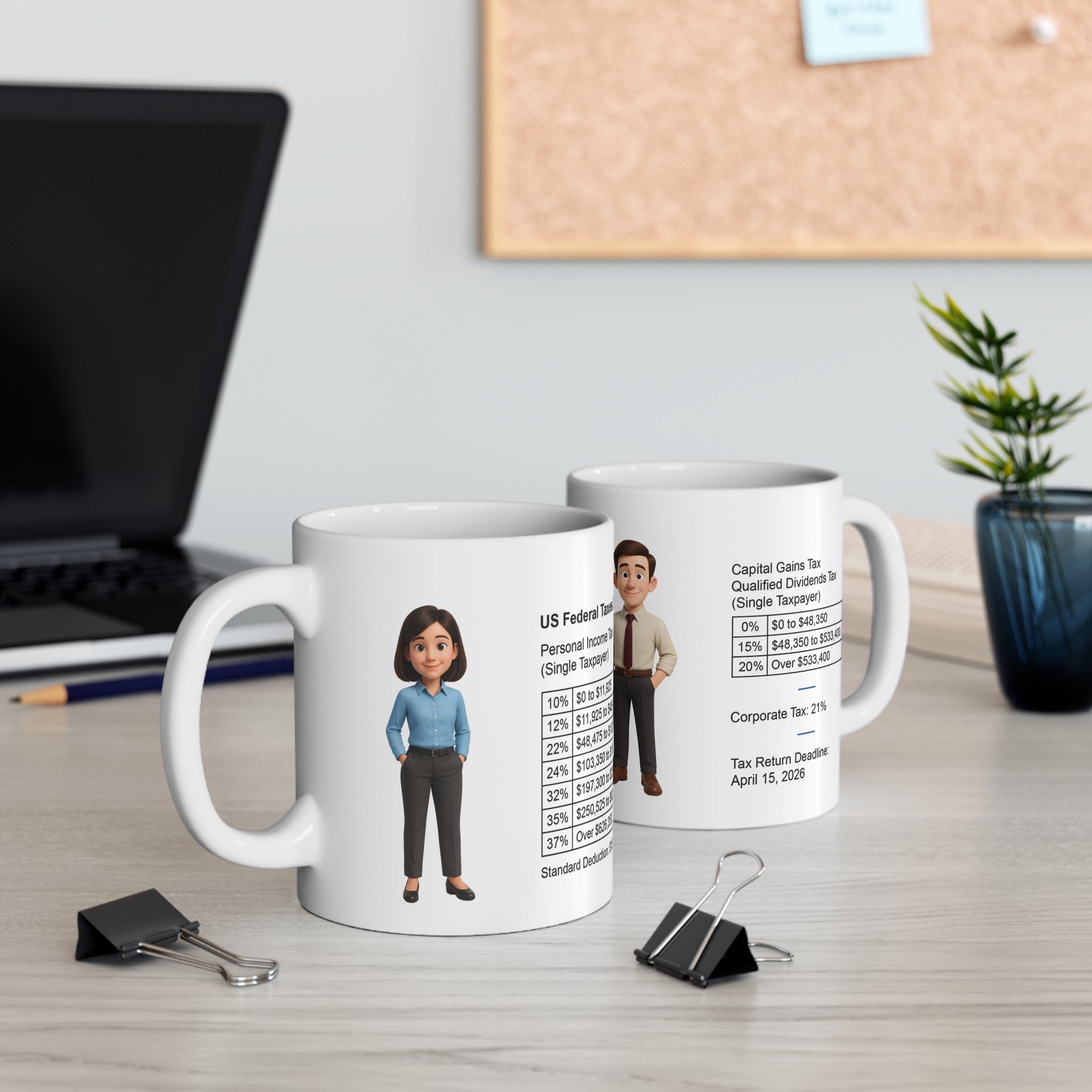 Mug with US tax rates (2025)  - Gift for a tax advisor / inspector