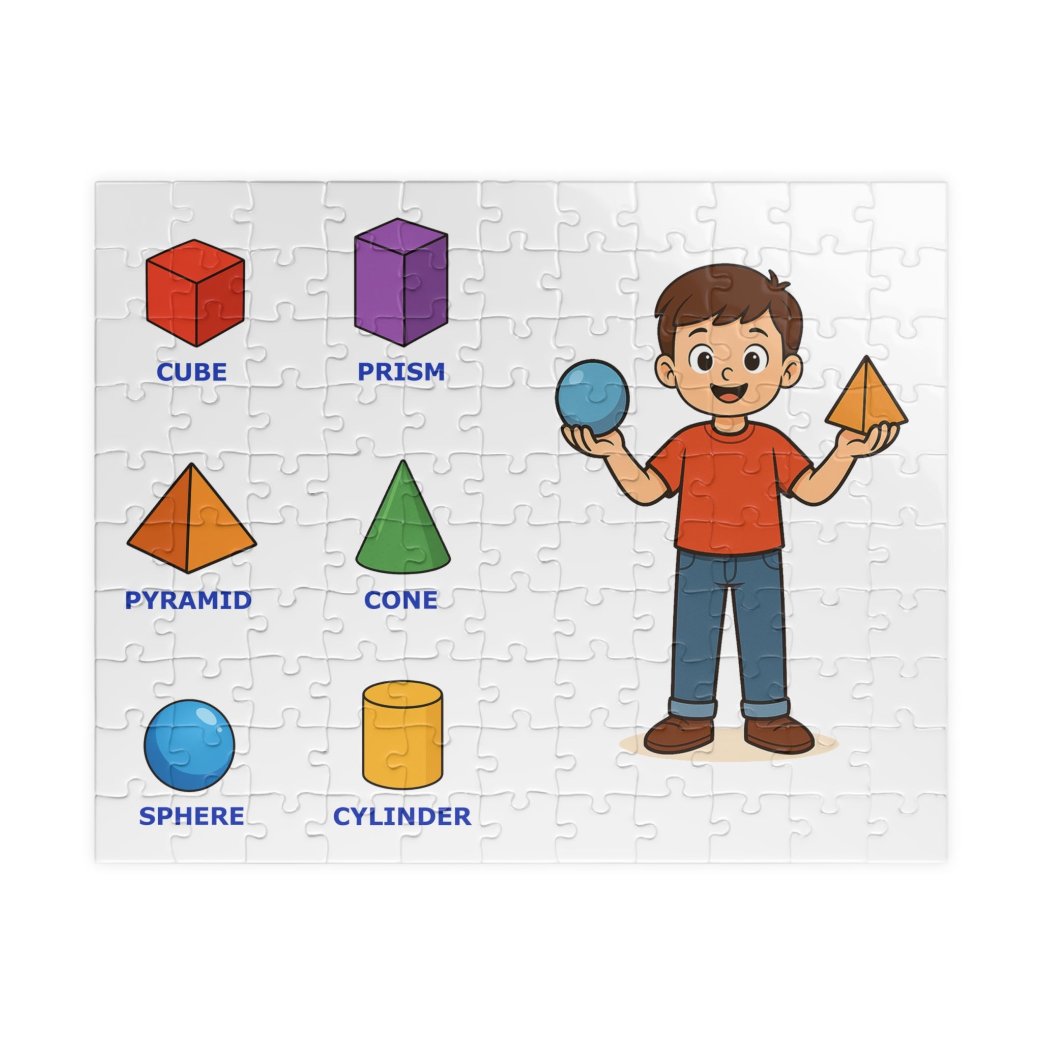 Puzzle for kids to learn the names of the solid shapes (110 pieces)