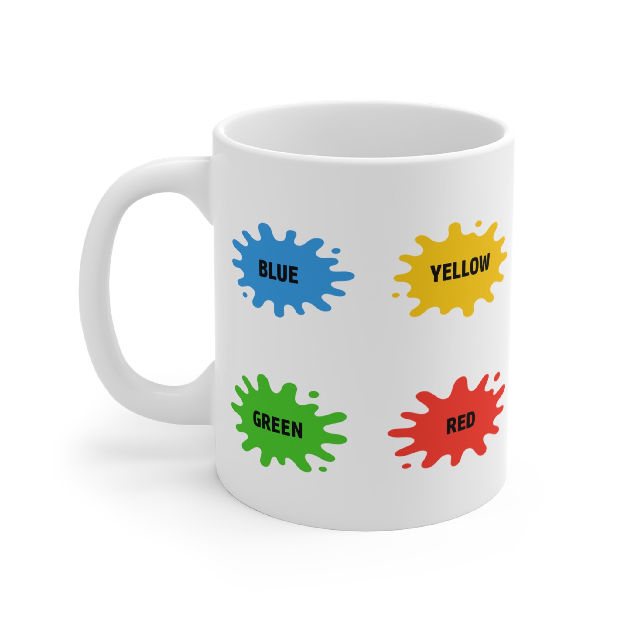 Mug for kids with dog to learn the names of the colours
