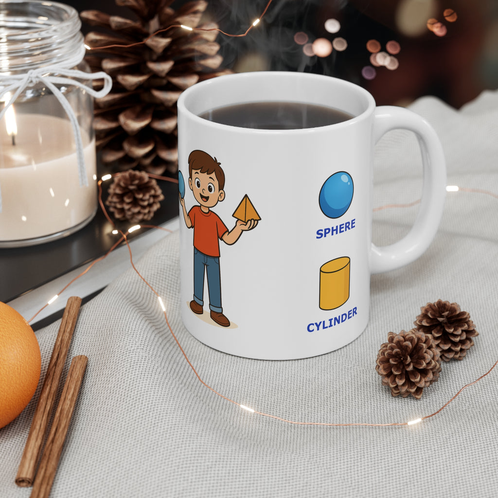 Mug for kids to learn the names of the solid shapes (3D)