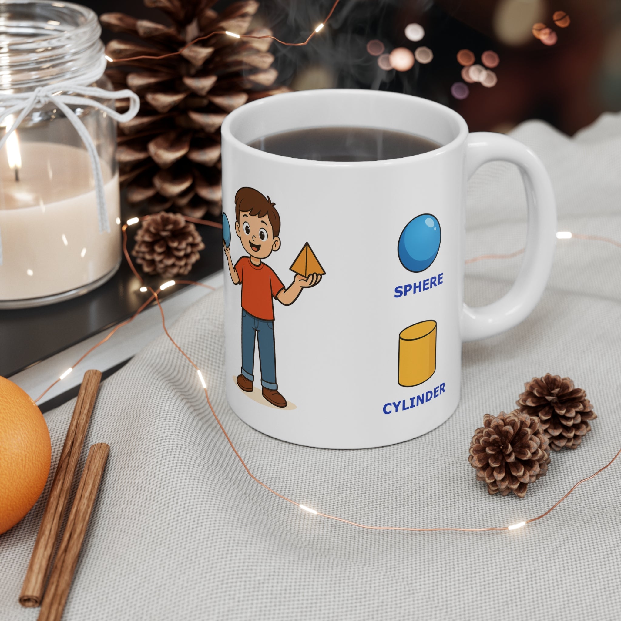 Mug for kids to learn the names of the solid shapes (3D)