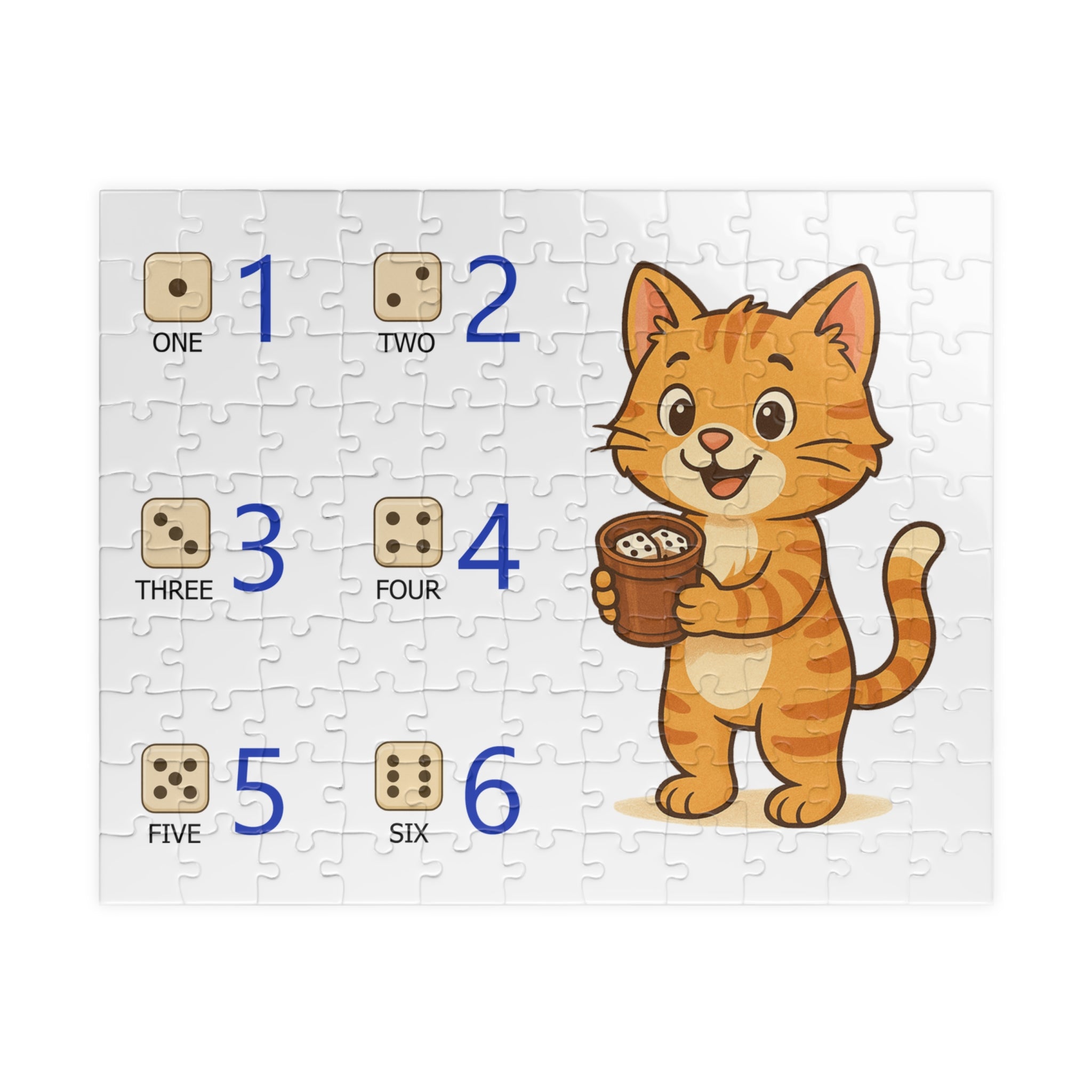 Puzzle for kids with the picture of a cat to learn the names of the numbers (110 pieces)