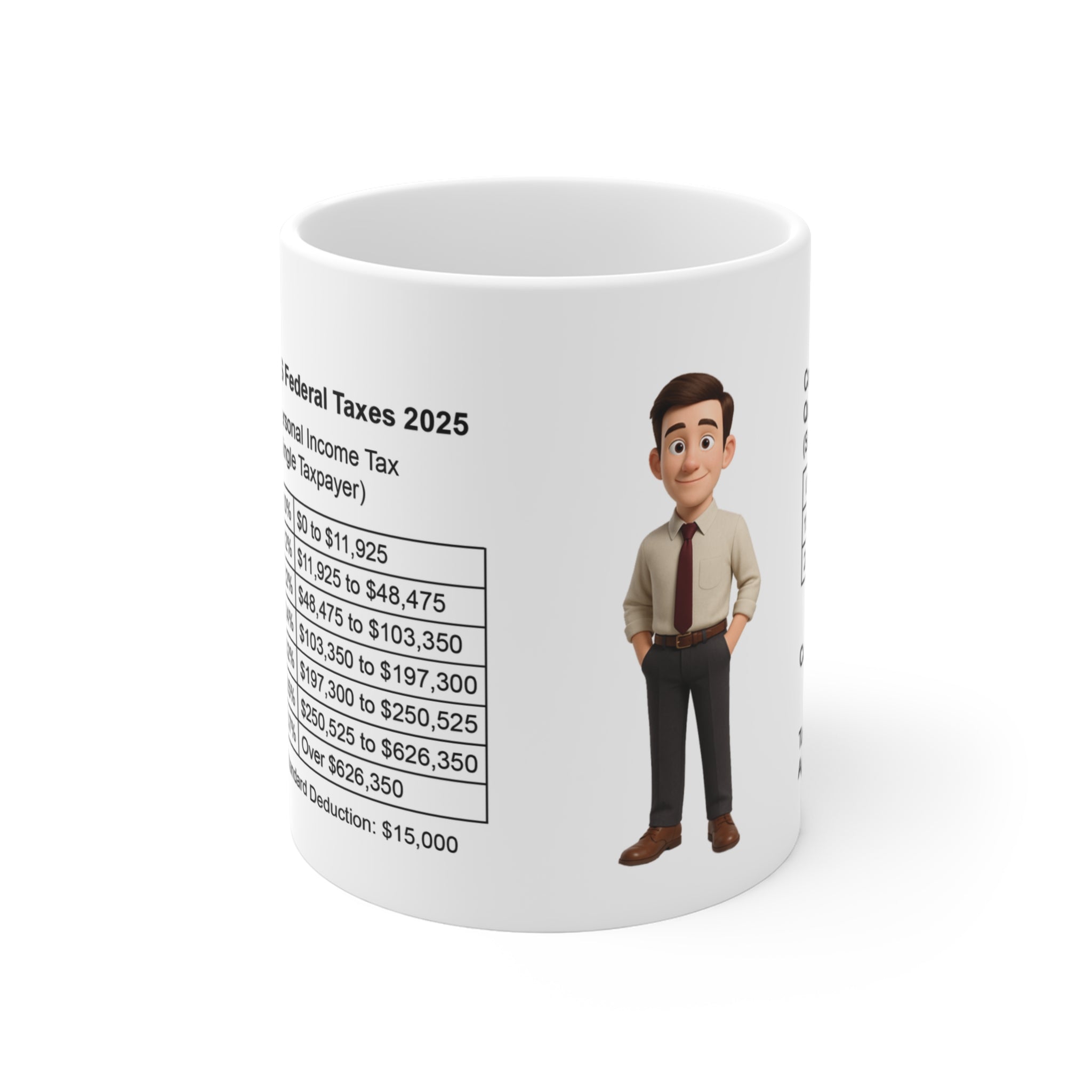 Mug with US tax rates (2025)  - Gift for a tax advisor / inspector