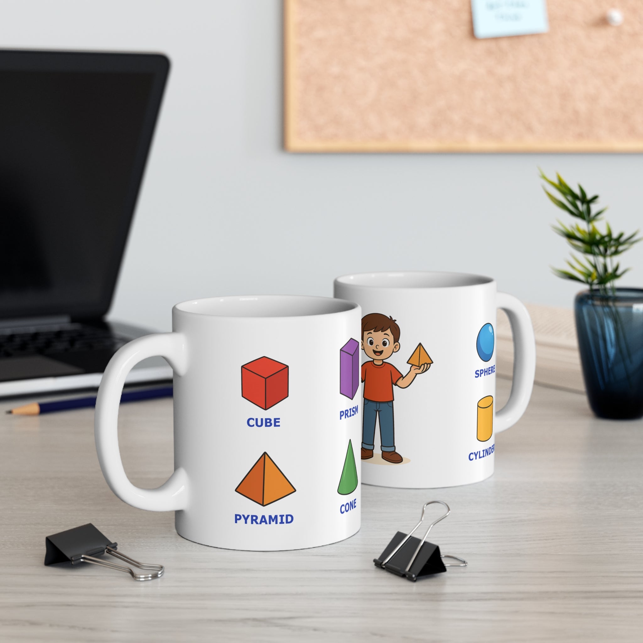 Mug for kids to learn the names of the solid shapes (3D)